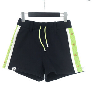 MARKLONA GOLF ゴルフ Risen Snapn Shorts ボタン ハーフ パンツ ブラック×ネオングリーン レディース36