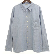 VARDE77 18SS CHAMBRAY SHIRTS 刺繍 コットン 長袖 シャツ ブルー メンズ2_画像1