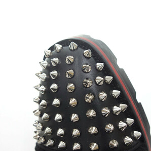 【特別価格】CHRISTIAN LOUBOUTIN MELON SPIKES FLAT スパイク スタッズ ボア サイドゴア ブーツ ブラック メンズ42の画像6