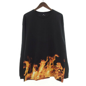 【特別価格】MINEDENIM Fire Pattern L/S T-SH 長袖 カットソー ブラック メンズL