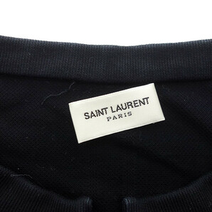 【PRICE DOWN】SAINT LAURENT PARIS BAND COLLAR POLO バンドカラー 半袖 ポロ シャツ ブラック メンズLの画像3