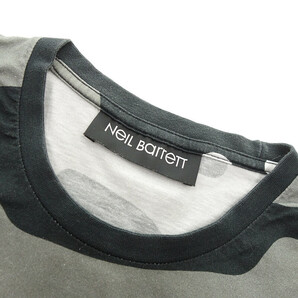 【PRICE DOWN】NEIL BARRETT カモ グラフィック 切替プリント 半袖 Tシャツ チャコール系 メンズMの画像6