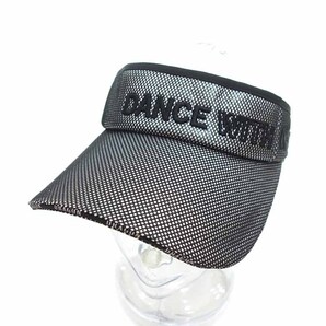 【特別価格】DANCE WITH DRAGON ゴルフ ロゴ刺繍 メタリック サンバイザー キャップ ブラック×シルバー ユニセックス-フリーサイズの画像1