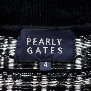 PEARLY GATES ゴルフ タートルネック チェック コットン セーター ニット ブラック×ホワイト メンズ4の画像3