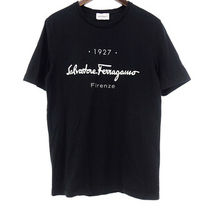 SALVATORE FERRAGAMO ロゴ プリント 半袖 クルーネック Tシャツ ブラック メンズS