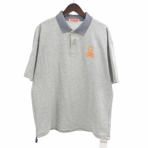 【特別価格】MARKLONA GOLF ゴルフ スカル ロゴ 半袖 ポロシャツ Tシャツ グレー メンズ50