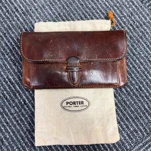 。PORTER ポーターレザー ブラウン ウォレット 長財布 本革 財布 ヴィンテージ VEGETABLE TANNED LEATHER ゴローズ 