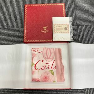 ＃ Cartier カルティエ 大判スカーフ スカーフ ストール シルク シルク100% 花柄 薔薇 バラ ローズ ピンク