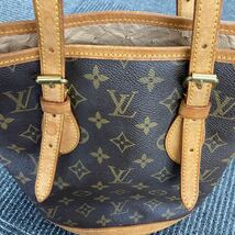 ！ LOUIS VUITTON ルイヴィトン モノグラム ショルダーバッグ トートバッグ ハンドバッグ プチバケット ブラウン シグネチャー ロゴ_画像7