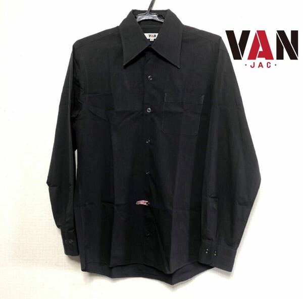 ヴィンテージ VAN JAC 長袖コットンシャツ 美品 Mサイズ 黒 アイビー ヴァン オールド 昭和レトロ