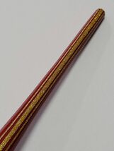 15.（赤）小豆色うるしペン軸　金色ラインで和の風合いを感じる「縦縞模様」を施した特製ラインアートオリジナル軸　urushi coating_画像4