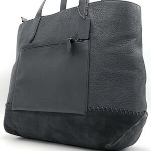 【極美品・希少】COACH コーチ トートバッグ メトロポリタン レザー×スエード ダークグレー ビジネスバッグ 肩掛け可 A4 通勤 メンズ