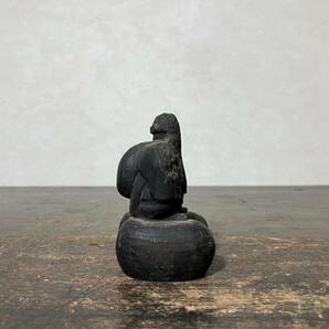 京都⑥ 旧家引上げ品 古い木彫りの大黒天像 高さ：7.6cm 横幅：5.5cm 検)江戸時代室町時代 CXPの画像6