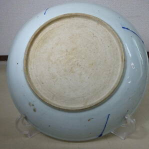 京都8☆染付 大皿 魚紋 飾り皿 盛り皿 径25.5cmの画像4