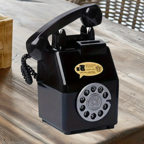 貯金箱 固定電話 ダイヤル式 1960年代 ヴィンテージ オブジェ 可愛らしい ブラック 天使 受話器 ブロック型 インテリア 雰囲気作り レトロ