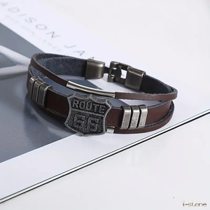  bracele wristwatch type bangle ROUTE66 Brown stylish fashion men's lady's unisex man and woman use casual present 