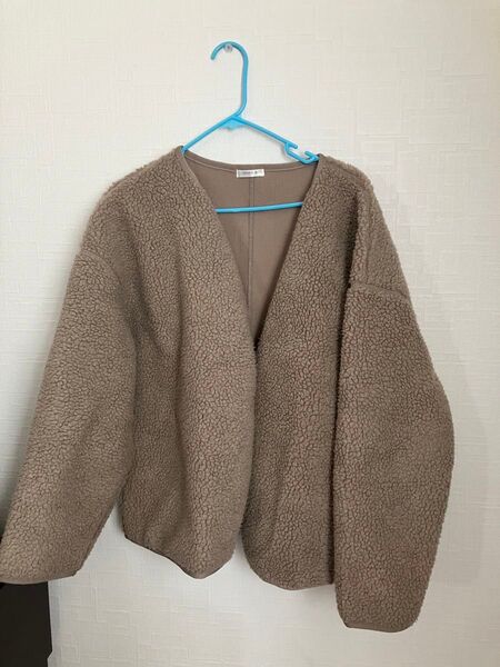 ボアジャケット ジャンバー 冬用 もこもこ ブラウン 可愛い 厚手 Lサイズ 男女兼用