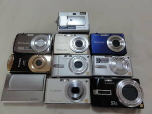 Panasonic Lumix Canon IXY CASIO Exilim SONY Cyber-shot KonicaMinoltaコンパクトデジタルカメラ 10点セット