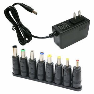 [変換プラグ8種付] 汎用 AC アダプター 12V 2A AC/DC プラグ サイズ5.5×2.1mm 0.5A 1A 1.5A 1.8A 2.0A 対応 電源 コード