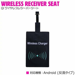 置くだけ充電 変換 レシーバー Qi(チー)対応 レシーバーシート 反面/Bタイプ ブラック/黒 Android専用 microUSB端子 ワイヤレス充電 充電器