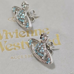 1円スタート【新品同様/袋付】Vivienne Westwood ヴィヴィアンウエストウッド ピアス オーブ シルバー/ブルー系の画像2