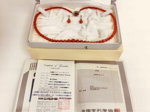 【定価20万】赤珊瑚　天然赤珊瑚　赤サンゴ　ネックレス　K14 イヤリング　セット　 本物　ホワイトゴールド　シルバー　保証書付き