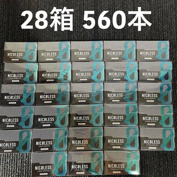 NICOLESS ニコレス ストロングメンソール 28箱 560本 茶葉 ヒートスティック ニコチンなし 減煙 加熱式たばこ