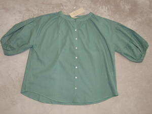  unused tag attaching *sa man sa Moss Moss lantern sleeve front opening blouse lady's F( free ) green Samansa Mos2