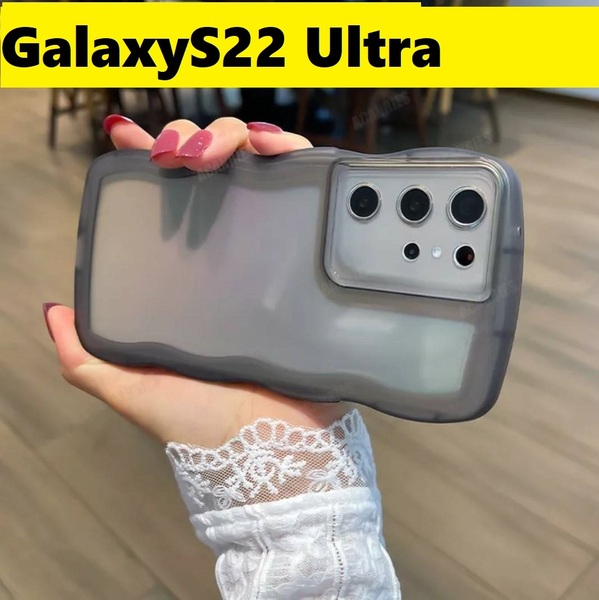 GalaxyS22 Ultra ウェーブ なみなみ　黒色 可愛いケース Galaxyケース 