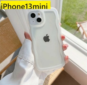 iPhone13mini★ウェーブなみなみ　透明ケース　可愛いiPhoneケース