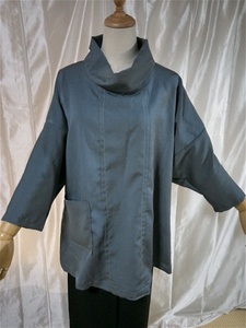  tunic M size silk gray plain secondhand goods kimono remake 