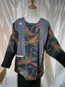  туника 2L размер шелк б/у товар кимоно переделка лоскутное шитье 