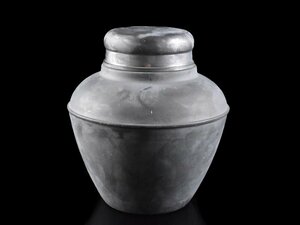 【雲】某名家収蔵品 中国古玩 唐物 古錫 茶壺 茶入 高さ12cm 重さ約785g 古美術品(旧家蔵出)BA9792 OTfde