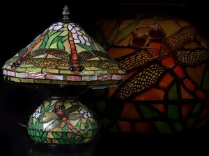 [.] gorgeous .. pattern stained glass table lamp lighting glass height 33cm antique ( glass desk Tiffany lamp ) BA4909y LTDfgh6854f