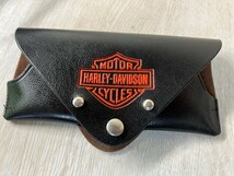 【②-D3】ハーレーダビッドソン HARLEY DAVIDSON メガネケース イタリア製 ヴィンテージ レザー_画像1