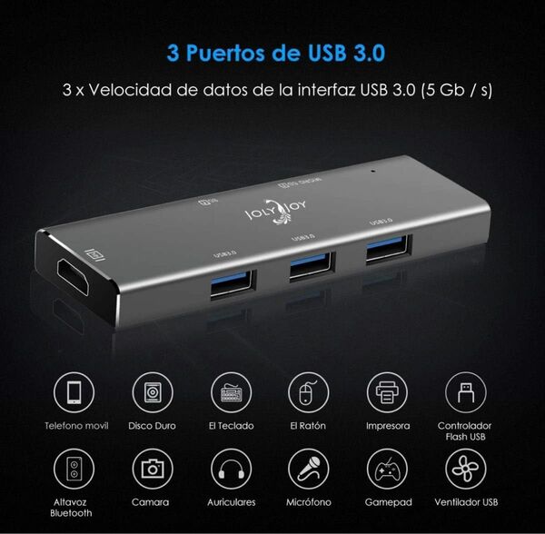 7in1 アルミニウム 4k USB-TypeC ハブ　HDMI カードリーダー