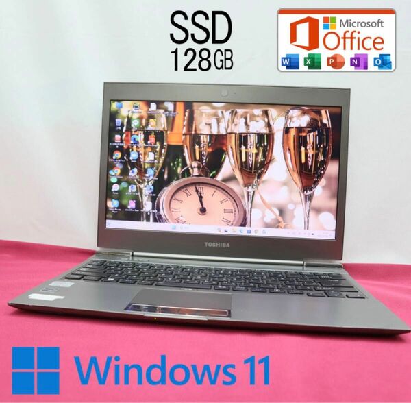 ★中古超薄いパソコンSSD128GB★R632/H i3-3227U Win11 Office 13.3インチノートPC74