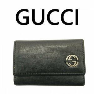 GUCCI Gucci Inter locking G кожа 6 полосный чехол для ключей оттенок черного 3272