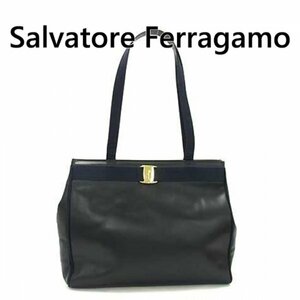 Salvatore Ferragamo フェラガモ ヴァラ レザー トートバッグ ブラック系 4241