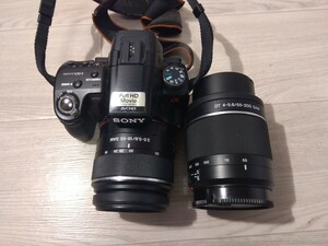 【F759】 SONY ソニー α55 SLT-A55V SAL1855 3.5-5.6/18-55 SAM SAL55200-2 DT 4-5.6/55-200 デジタル一眼レフカメラ ボディ レンズ
