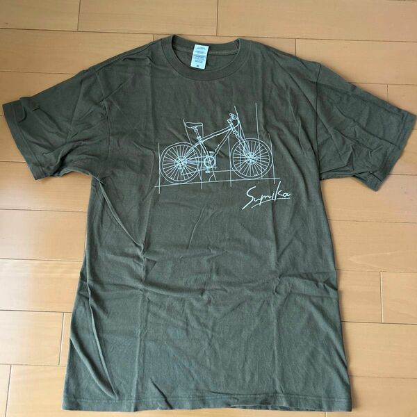 sumika Tシャツ　自転車　カーキ　バンT XL