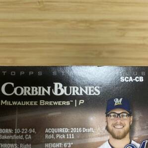 【送料無料】2019 Topps Stadium Club Corbin Burnes コービー・バーンズ 直筆サインカード ブリュワーズ オリオールズ RCの画像6