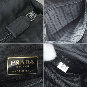 美品 PRADA プラダ ハンドバッグ トートバッグ メタルハンドル ナイロン ブラック ゴールド 三角プレート 金属 チェーン 鞄 Ma.a/a.iの画像9