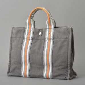 1円 HERMES エルメス フールトゥPM 銀座店限定 ハンドバッグ キャンバス グレー オレンジ トートバッグ 2001年 希少 レア 鞄 Mk.fの画像1