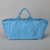 PRADA プラダ カナパ トートバッグ ハンドバッグ デニム ブルー クリーニング済 ラージサイズ CANAPA 水色 ボストン 鞄 Ma.a/k.i_画像4