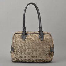 1円 FENDI フェンディ ズッキーノ ハンドバッグ ショルダー ジャガード レザー ベージュ ブラウン 8BN005 肩掛け ズッカ FF 鞄 ※a.a_画像4