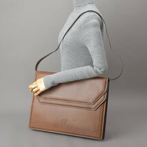 極美品 LOEWE ロエベ アナグラム ビジネスバッグ 2WAY ショルダーバッグ 本革 レザー ブラウン 肩掛け A4 クラッチ 書類鞄 Mk.h/k.g_画像4