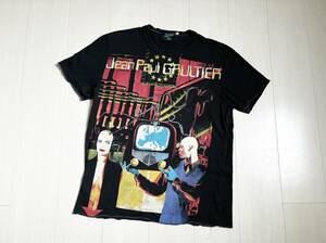 ビンテージ レア Jean Paul Gaultier ジャンポール ゴルチエ Tシャツ カットソー デザイナー フォト アート プリント M 黒 ブラック △4