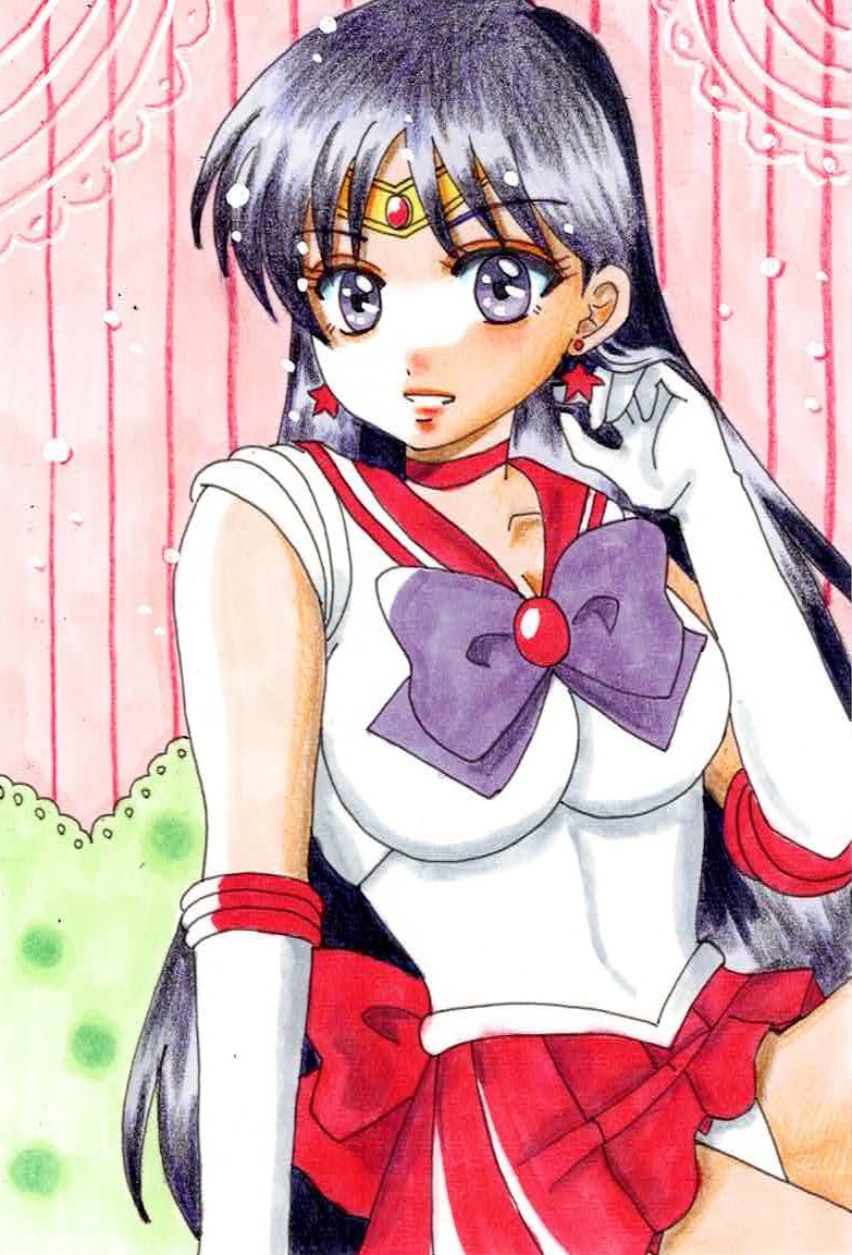 Doujin عمل فني مرسومة باليد حجم البطاقة البريدية Sailor Mars Rei Hino Sailor Moon, كاريكاتير, سلع الانمي, رسم توضيحي مرسومة باليد