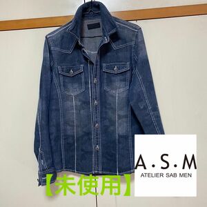 【未使用】ASM アトリエサブメン　長袖デニムシャツ（襟ワイヤー入り）